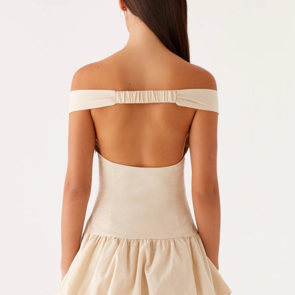 Off-Shoulder Cream Mini Dress - Picture 2 of 2